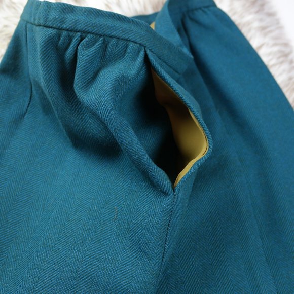 PENDLETON Vintage Virgin Woolen Mills Skirt Size 16 Herringbone Teal Side Pocket - Picture 4 of 8